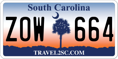 SC license plate ZOW664