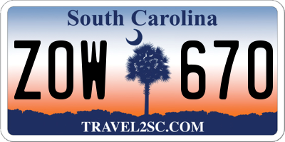 SC license plate ZOW670
