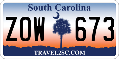 SC license plate ZOW673