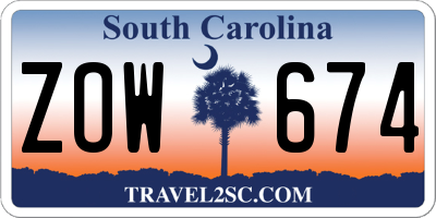 SC license plate ZOW674