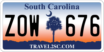 SC license plate ZOW676