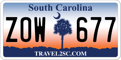 SC license plate ZOW677