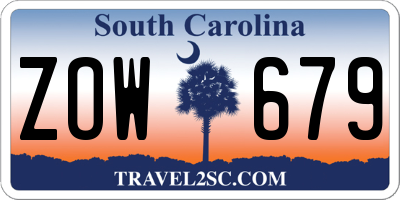 SC license plate ZOW679