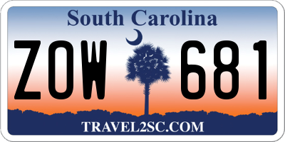 SC license plate ZOW681