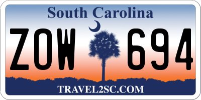 SC license plate ZOW694