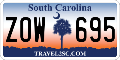 SC license plate ZOW695