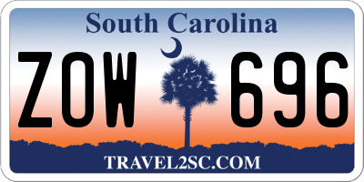 SC license plate ZOW696