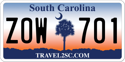SC license plate ZOW701