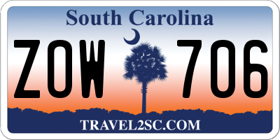 SC license plate ZOW706
