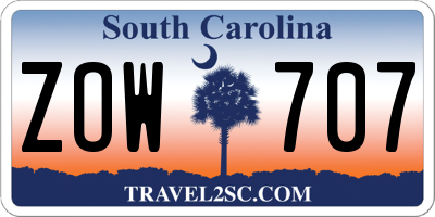 SC license plate ZOW707