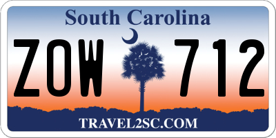 SC license plate ZOW712