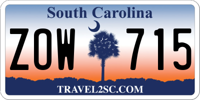 SC license plate ZOW715