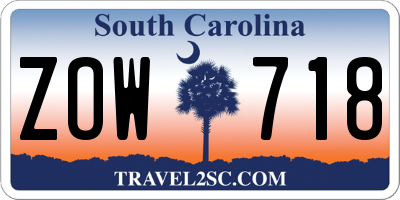 SC license plate ZOW718