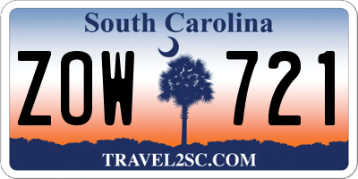 SC license plate ZOW721