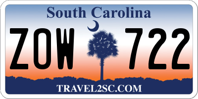 SC license plate ZOW722