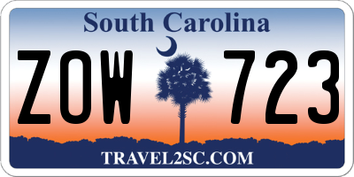 SC license plate ZOW723