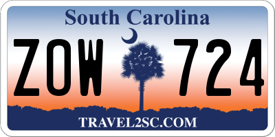 SC license plate ZOW724