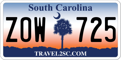 SC license plate ZOW725