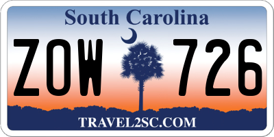 SC license plate ZOW726