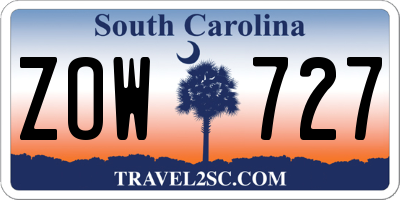 SC license plate ZOW727