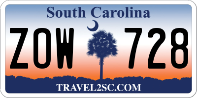 SC license plate ZOW728