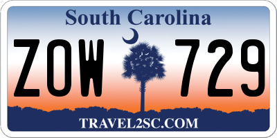 SC license plate ZOW729