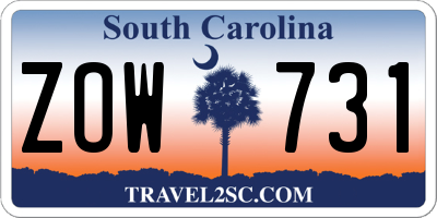 SC license plate ZOW731