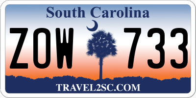 SC license plate ZOW733