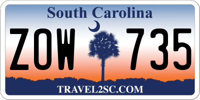 SC license plate ZOW735