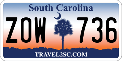 SC license plate ZOW736