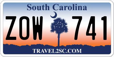 SC license plate ZOW741