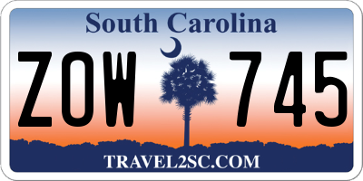 SC license plate ZOW745