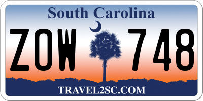 SC license plate ZOW748