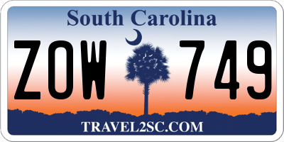 SC license plate ZOW749