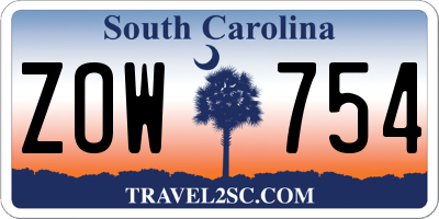 SC license plate ZOW754
