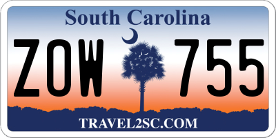 SC license plate ZOW755