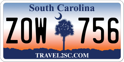 SC license plate ZOW756
