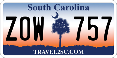 SC license plate ZOW757