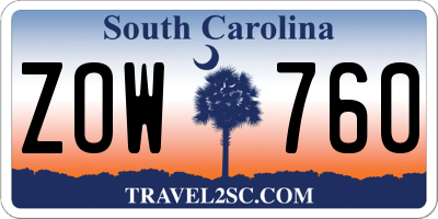 SC license plate ZOW760