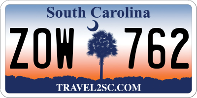 SC license plate ZOW762