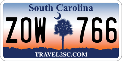 SC license plate ZOW766