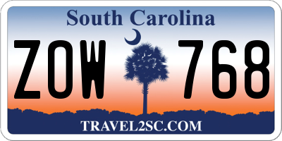 SC license plate ZOW768