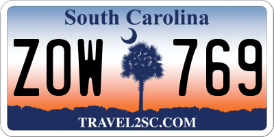 SC license plate ZOW769