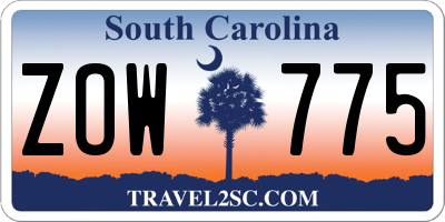 SC license plate ZOW775