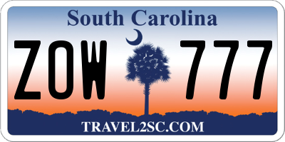 SC license plate ZOW777