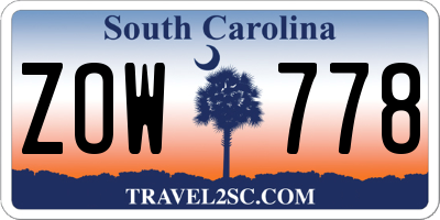 SC license plate ZOW778