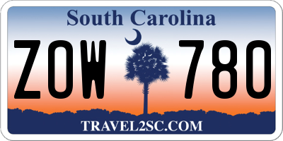 SC license plate ZOW780