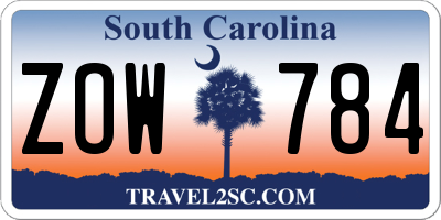 SC license plate ZOW784
