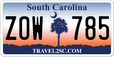 SC license plate ZOW785