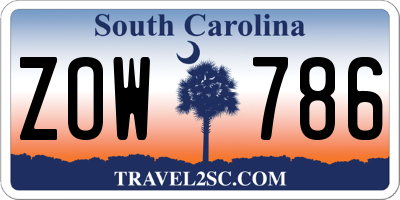 SC license plate ZOW786